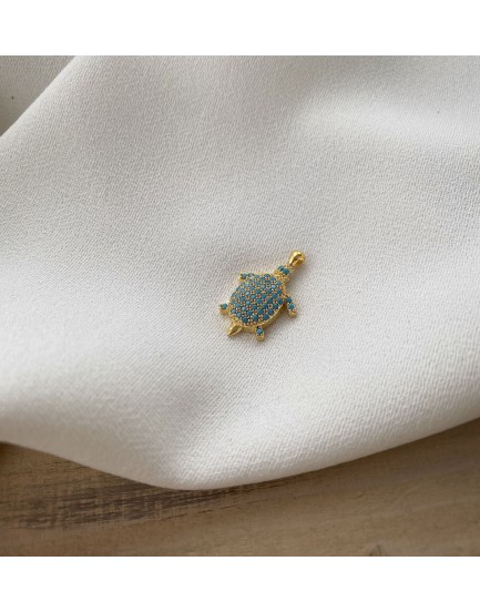 24 K altın kaplama Mavi Zirkon taş kaplumbağa uç